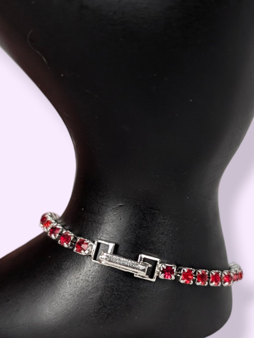 Dainty Red Rhinestone Bracelet - Picture 3 of 5